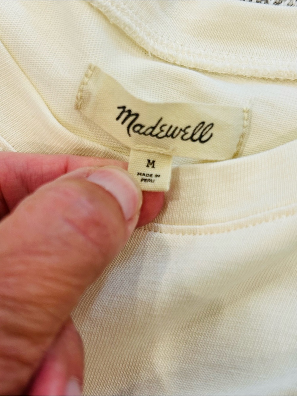 Madewell Short Sleeve Crewneck Tee in Pale Cream NWOT - Picture 2 of 4